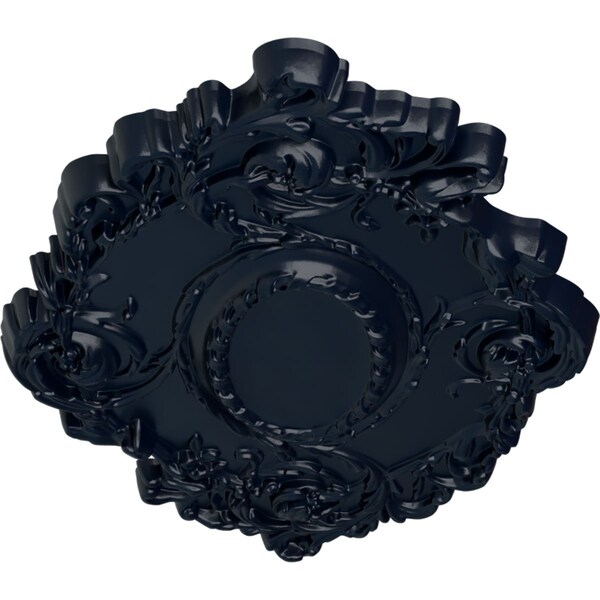 Kinsley Flowing Leaf Ceiling Medallion, Hand-Painted Midnight Dream, 30 3/8W X 20 3/4H X 1P